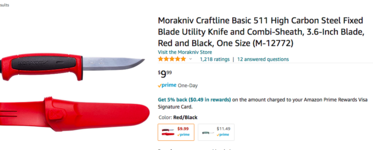 Morakniv Craftline Basic 511 High Carbon Steel Fixed Blade Utility Knife  and Combi-Sheath, 3.6-Inch Blade