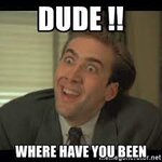 dude !! where have you been - Nick Cage | Meme Generator